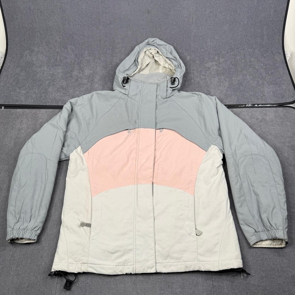 Body‎ Glove Womens Ski Jacket Grey Pink Colorblock Insulated Hooded Coat Size S